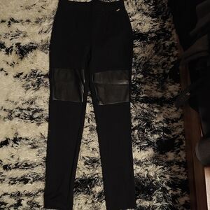 Black Leather Patch Leggings